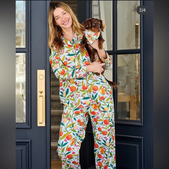 Printfresh Pants - Printfresh Butterfly Grove Orange Fruit Print Pajama Pants Size L cozy lounge